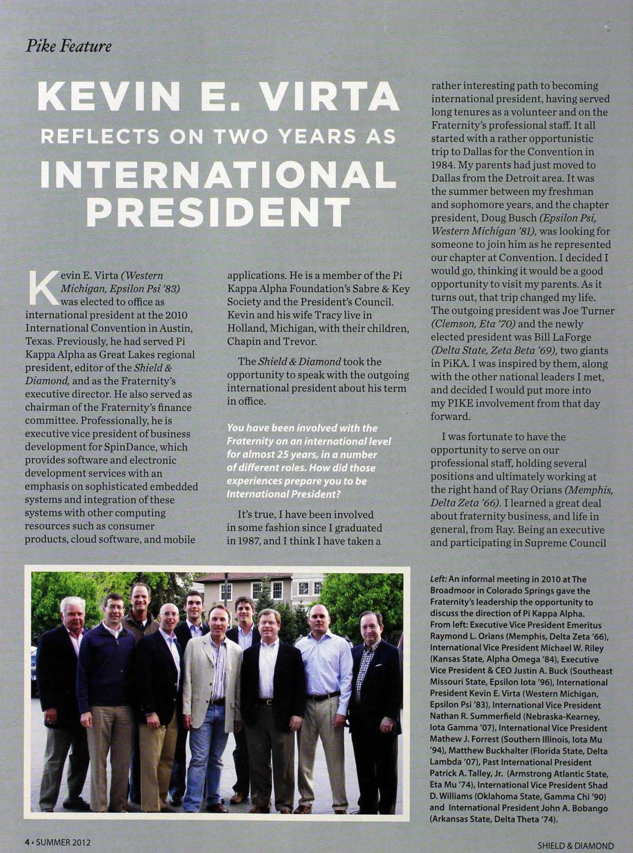 Pike Feature: Kevin E. Virta Reflects On Two Years As International President